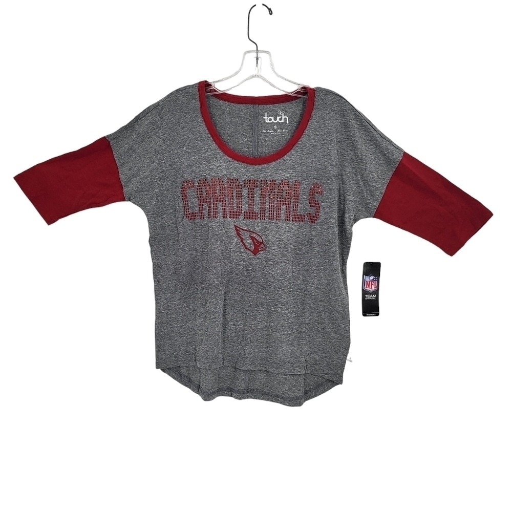 Touch Cardinals Women's Heathered Grey Red Half Sleeve Top NWT Size S